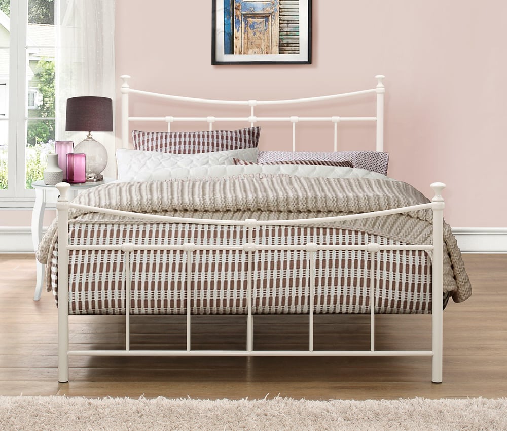 Emily Cream Metal Bed Front Image